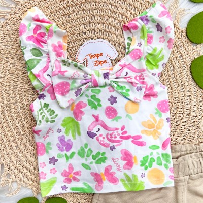 Conj. Regata Frutinhas e Short Saia - Areia